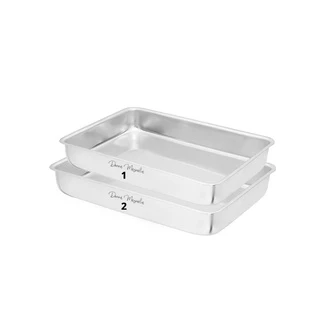 KIT 2 Assadeira Forma Bolo RETANGULAR N 1 E 2 Alumínio - F56CR