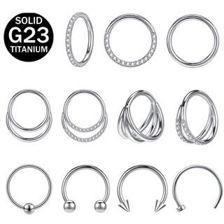 16G G23 Anéis De Titânio Septum Nose Rings Cristal Tragus Helix Piercing Cartilagem Jóias Cirúrgicas De Aço Clicker Piercings