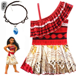 Halloween Fantasia Moana Cosplay Menina Verão Princesa Chique Roupas  Infantis Vouana Roupa Para 2-10Y