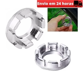 Chave de Raio Bicicleta Com 8 Medidas Aço Bike Ferramenta Extrator Cromada