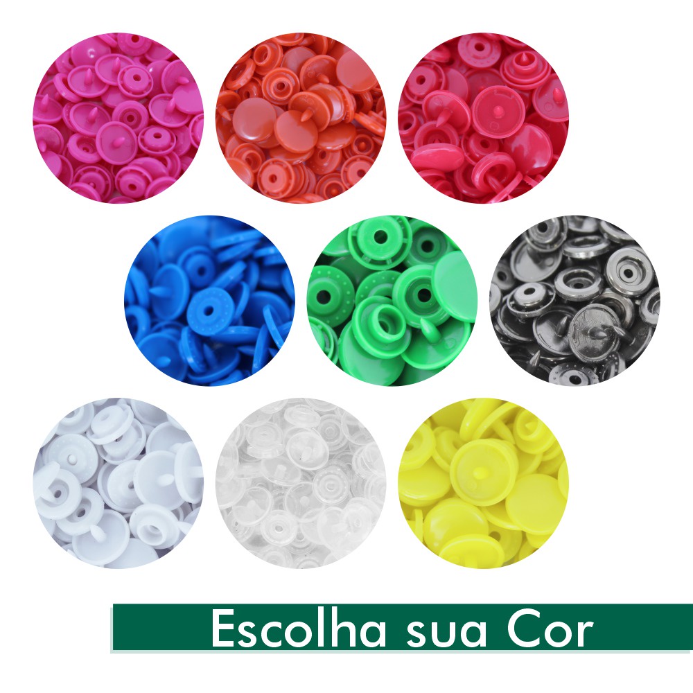 Botões De Pressão Tic Tac Coloridos Roupa De Bebê - 50 Unidades