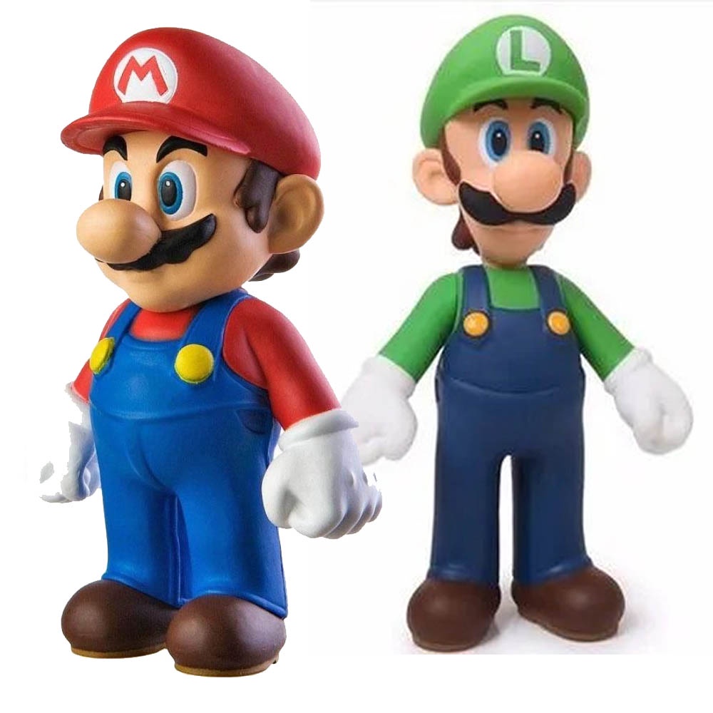 Boneco Super Mario Bros e LuigiMiniatura Grande Original Figura