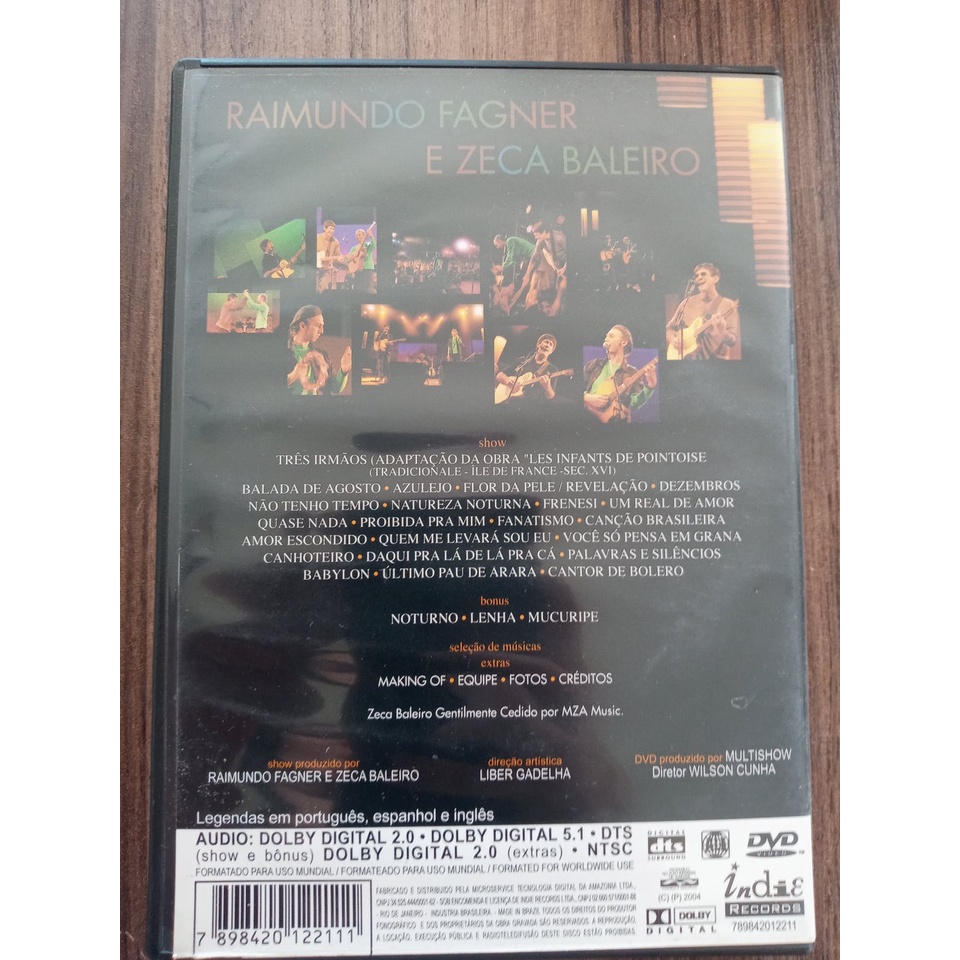 DVD Raimundo Fagner e Zeca Baleiro ao vivo no Multishow | Shopee