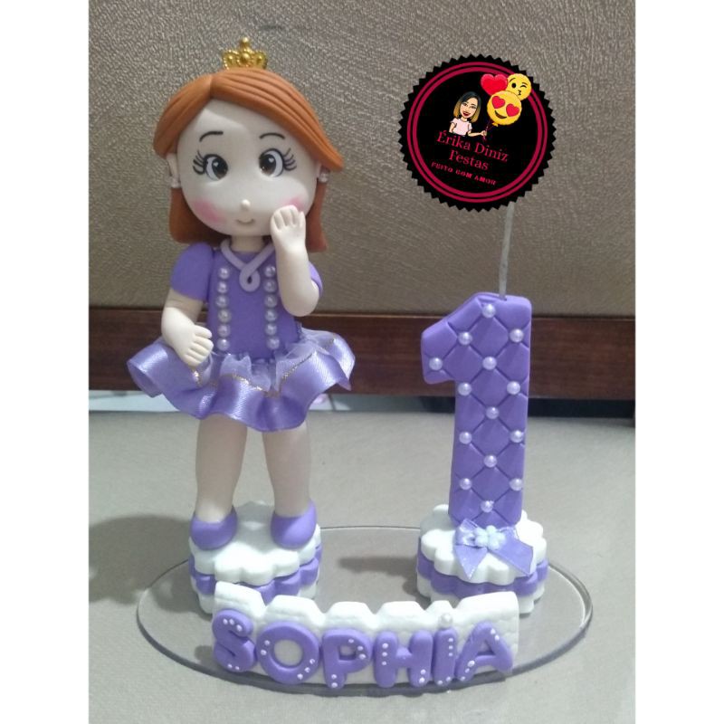 Topo De Bolo Princesa Sofia Em Biscuit. Personalizado C/nome