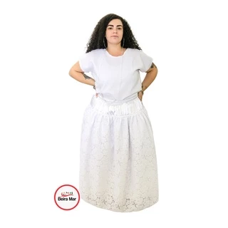 Saia De Renda Umbanda E Candomblé - 3m De Roda - Elástico Com Cordão