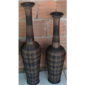 Dois vasos decorativo junco médio e pequeno