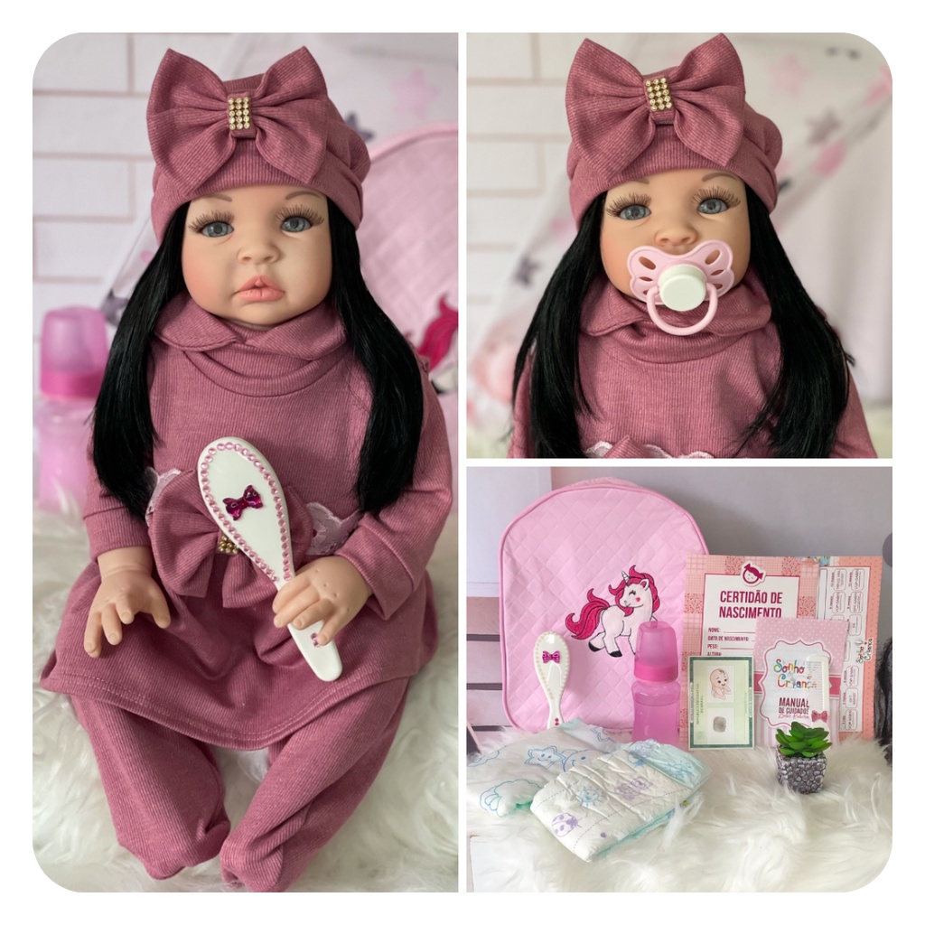 Boneca Bebê Reborn Verdade Barata 53cm Princesa + Bolsa