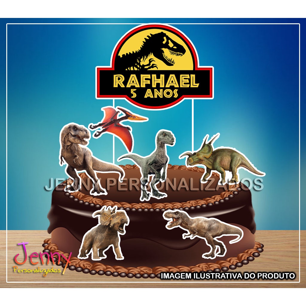 Topo de Bolo Dinossauro Personalizado para imprimir