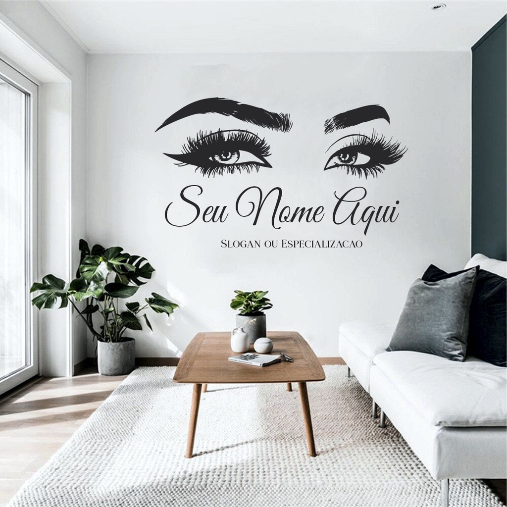 adesivo de parede personalizado logo Salão de beleza Micropigmentação ...