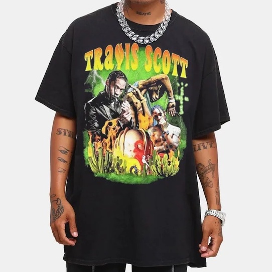 Camiseta Basica Camisa Travis Scott Jack Cactus Fire Grenn Rapper