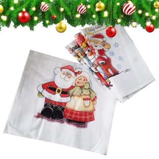 Pano de Prato Superior Natal - Kit com 10 un - Estampas Natalinas