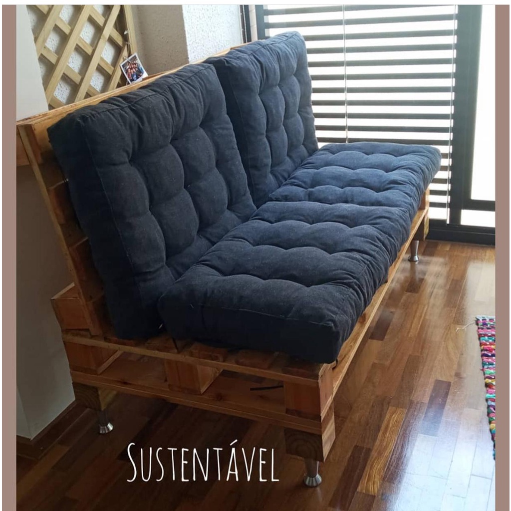 JOGO DE ASSENTOS FUTON P/ BANCO DE MADEIRA 1,86 M X 0,53 CM. ALMOFADAS