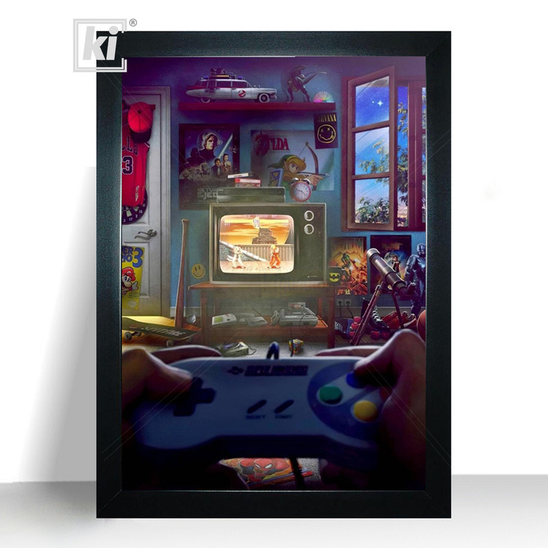 Quadro Poster Retro Arte Game Super Nintendo moldura 44x32cm | Shopee ...