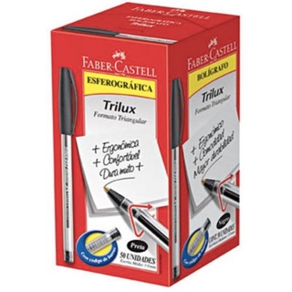 Caixa Caneta Esferográfica FABER-CASTELL Trilux Ponta 1.0 mm 50 Unidades