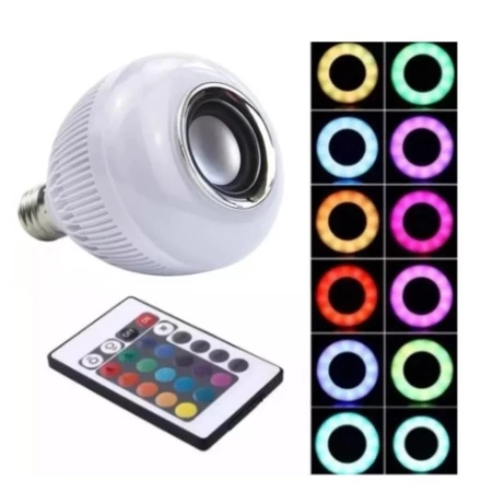 Lampada Bluetooth De Led Caixa De Som C Controle Rgb 12W