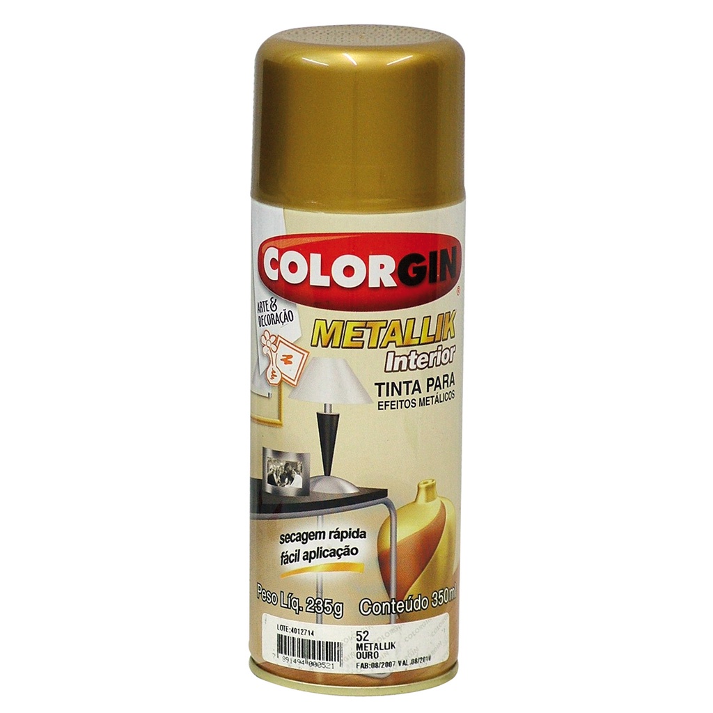 Tinta Spray Colorgin Metálico Ouro 350ml | Shopee Brasil