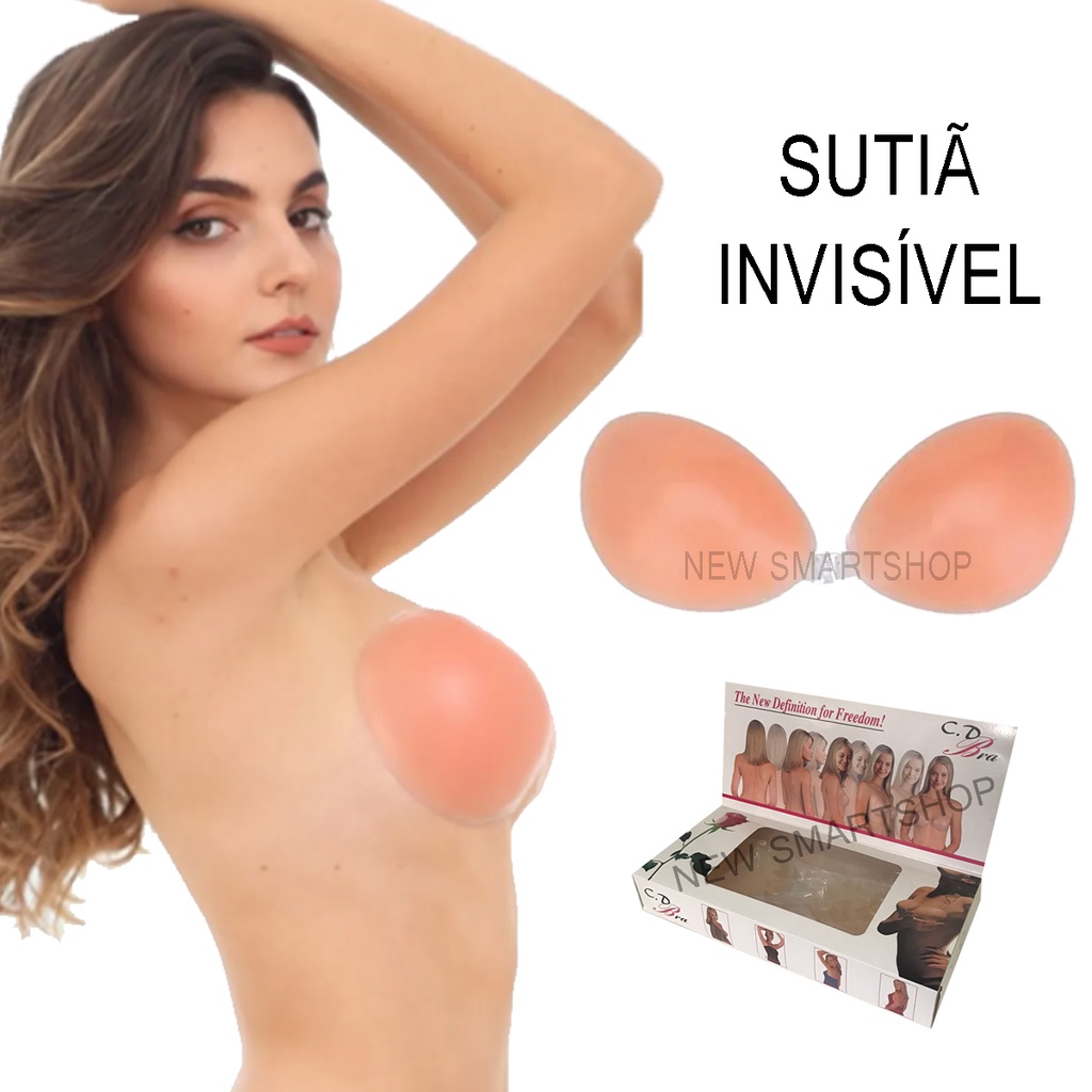 Sutiã Adesivo Bojo de Silicone Invisível Unbra que Cola no Peito Levanta  Seio Sutian Nude Sem Alça Tomara que Caia Push Up