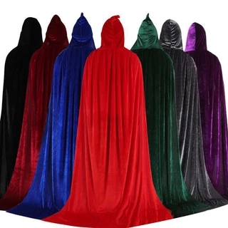 Adulto Crianças Halloween Veludo Manto Gótico Com Capuz Cape Longo Purim Wicca Vampiro Medieval Elf Purim Carnaval Partido