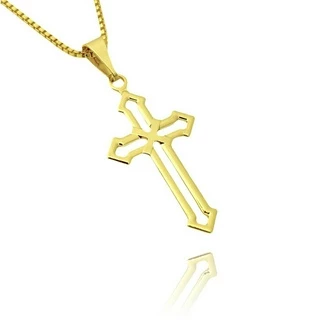 Pingente de Cruz Banho de Ouro 24k Pingente Cruz Banhado Crucifixo em Oferta na Shopee