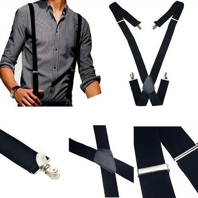 Suspensório Masculino Elástico Preto De Couro X-Back | Shopee Brasil