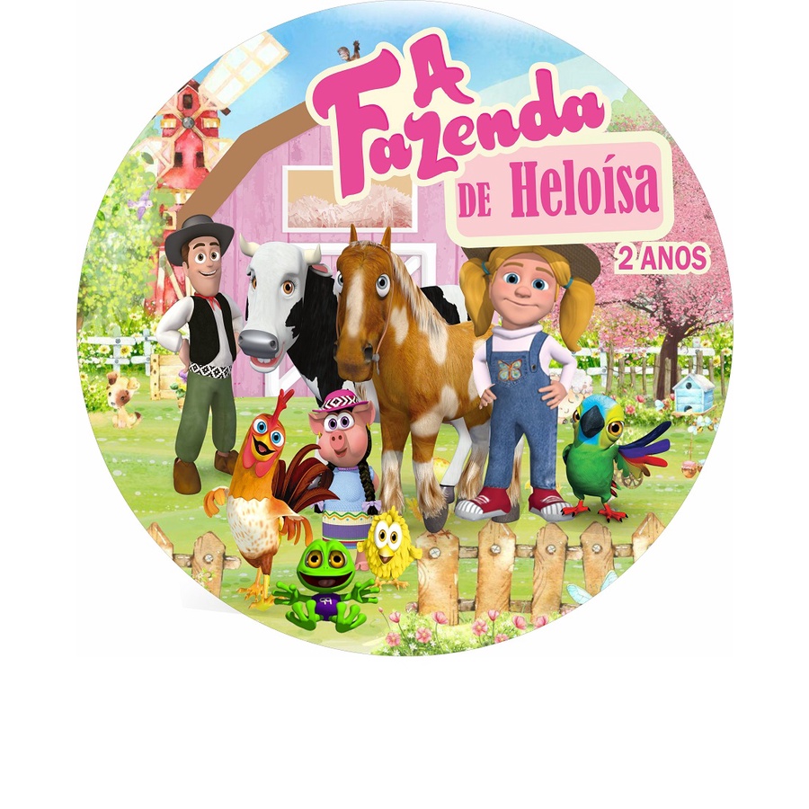 Painel em lona Redondo festa Decoração Fazenda de Zenon Menina