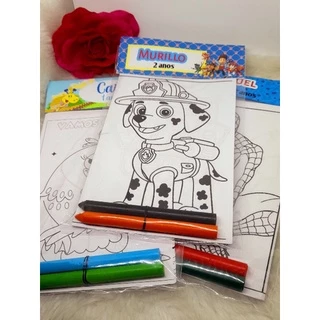 10 Kit De Colorir Personalizado Com Giz + Lapela - Qualquer Tema Lembrancinha