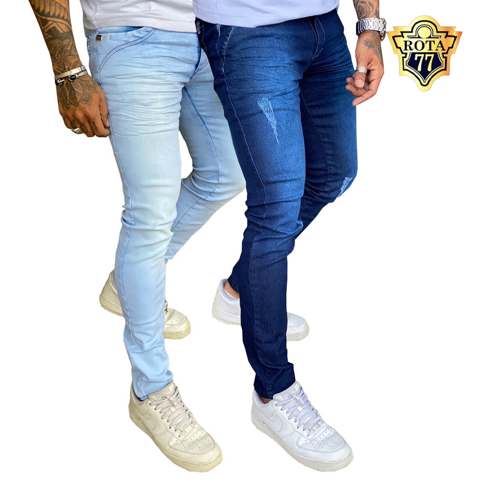 Kit Calça Jeans Masculina Skinny com Lycra Escorrega o Preço