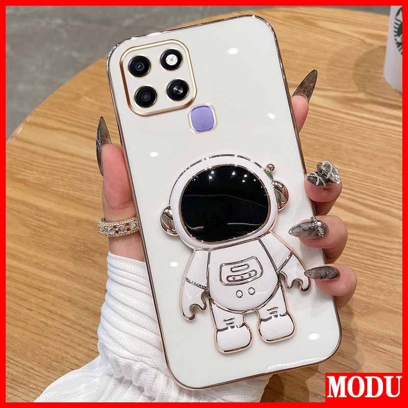 Case Capa Capinha De Celular Para Infinix Smart 6 X6511B X6511 X6511E Macaron Cor Com Suporte De Astronauta De Alta Qualidade