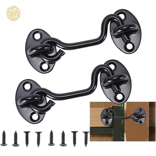 Gancho Fechadura Da Porta De Aço Inoxidável Preto Do Gancho De Bloqueio Com Parafusos De Montagem Apropriado Para Portas Do Windows Barn Galpão Portas Porta Bloqueio Gancho Fechadura Da Porta E Olho Gancho Trava De Bloqueio Da Porta Deslizante Yiyue