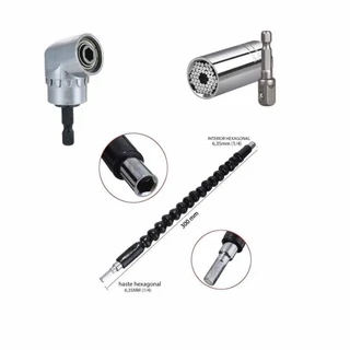 Kit Para Parafusadeira Adaptador Angular Soquete Universal Extensor Flexível Ferramenta Profissional Barato