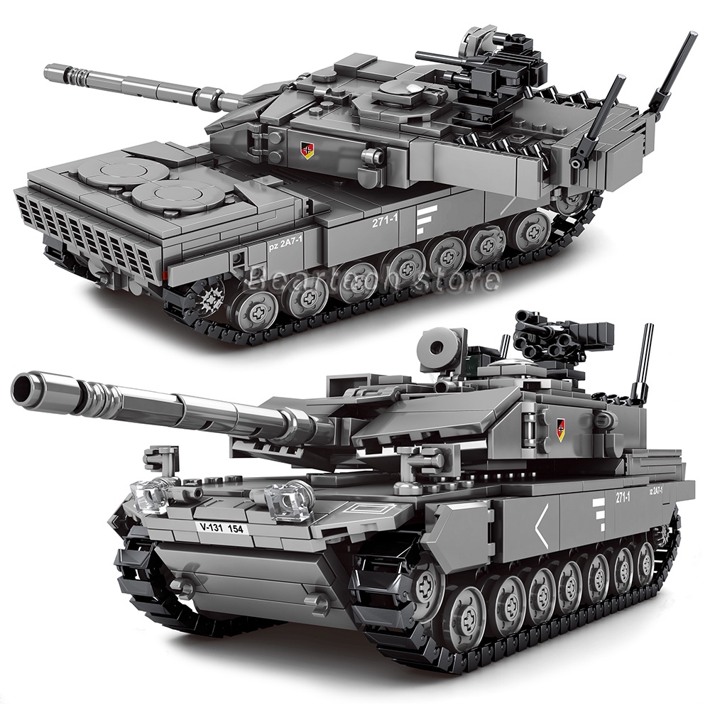 M1A2 Tijolo Militar Challenger Leopard Tank 2A7 + Tijolos De Construção WW2 Tanques Brinquedos Boy