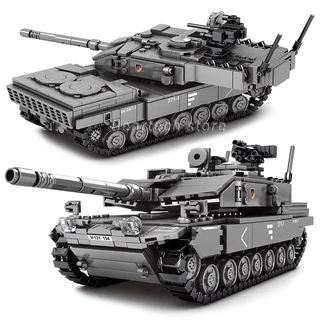 M1A2 Tijolo Militar Challenger Leopard Tank 2A7 + Tijolos De Construção WW2 Tanques Brinquedos Boy