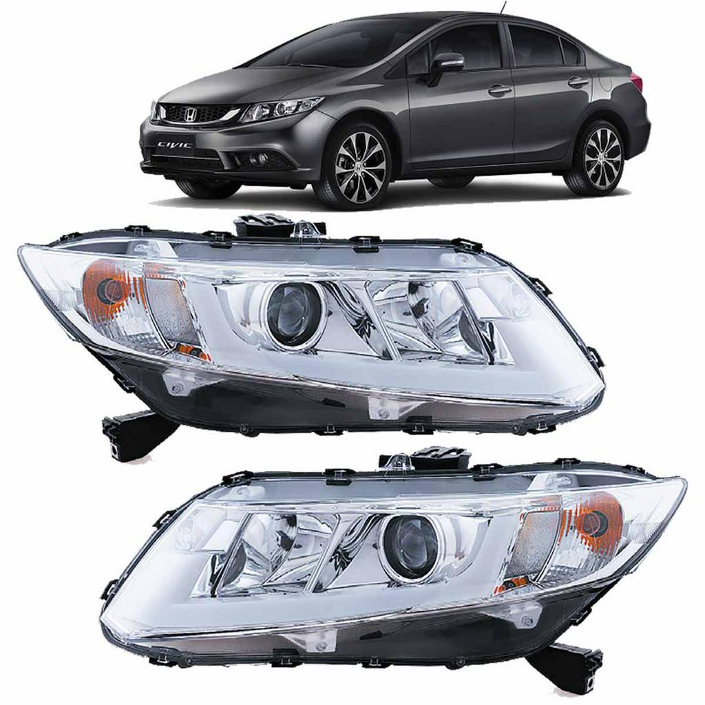 Farol Led DRL Honda Civic G9 2012 2013 2014 2015 2016 Cromo | Shopee Brasil
