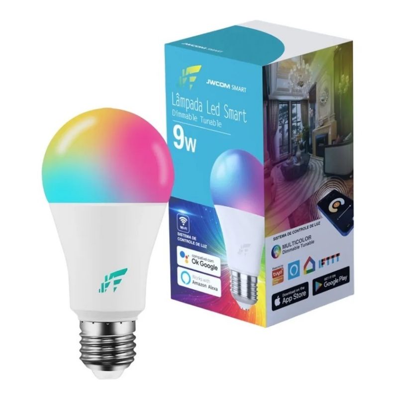 Smart Lâmpada Inteligente Led Rgb 9w Wifi Alexa Google | Shopee Brasil
