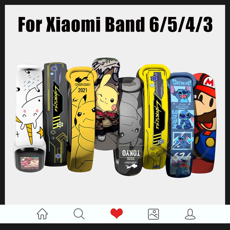 Pulseira De Impressão Para Xiaomi Mi Band 6 5 4 3 Pokemon Pikachu Substituição Miband 6/5 Acessórios