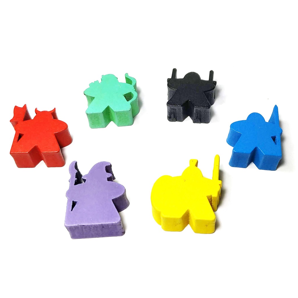 6 Meeples de Madeira Especiais RPG 20x20x9mm Acessório de Jogo Ludens Spirit