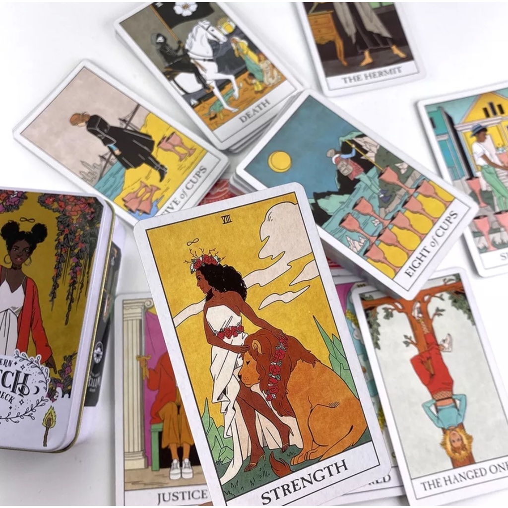Modern Witch Tarot Deck Em Lata Com Bordas Prateadas Tarô da Bruxa ...