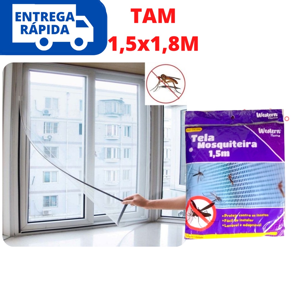 Tela Mosquiteira para Janela Anti Inseto Pernilongo Mosquitos 1,5x1,8m ...