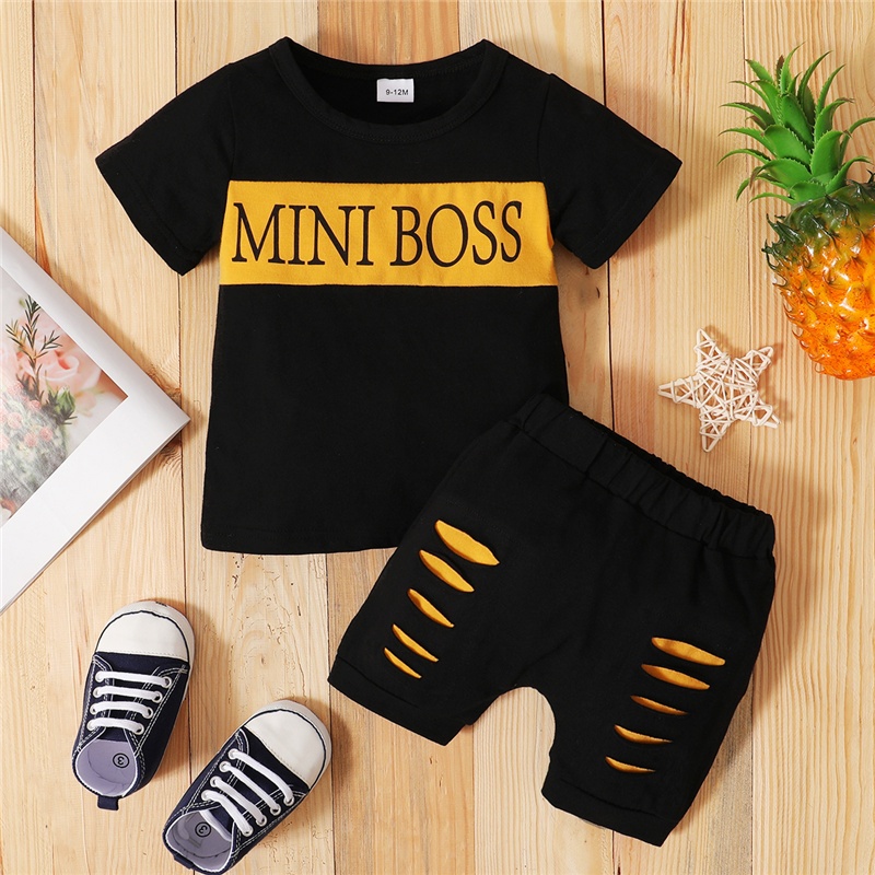 1-3 Anos Roupas De Bebê Toddler Baby Boy Clothes Set Cartas Imprimir Camiseta Manga Curta + Shorts Sport 2PCS Outfit
