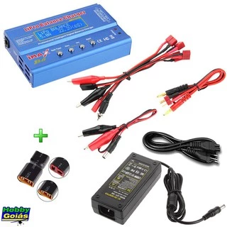 Carregador de Bateria Lipo Modelo Imax B6 80w 1s-6s + Fonte 12v + Adaptador XT60 - Hobbygoias
