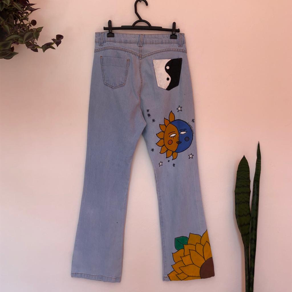 Calça jeans rasgada de tinta feminina, roupa Y2K, calça lavada