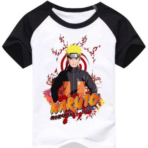Camiseta juvenil anime clássico preta, Naruto