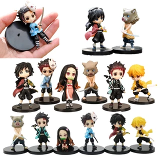 Bonecos Colecionáveis Anime Demon Slayer Kimetsu no Yaiba Boneco Tanjiro Nezuko Giyu Tomioka Zenitsu Inosuke Action Figure Hashira Caçador de Demônios