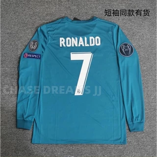 1718 Camisa Real Madrid 2a Longa De Manga Curta Retrô Benze 11 Mabel 7 Conjunto De Futebol Cristiano Ronaldo