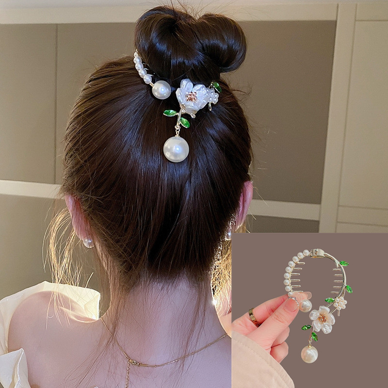 Clip de Cabelo Coreano Coreano Clip de Cabelo Camélia Branco Clip de Bola Acessórios de Cabelo Mulheres