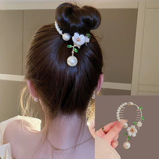 Clip de Cabelo Coreano Coreano Clip de Cabelo Camélia Branco Clip de Bola Acessórios de Cabelo Mulheres
