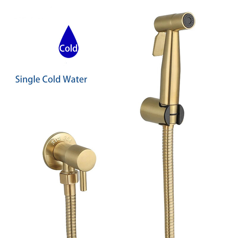 Kit De Bidê De Ouro Escovado Pulverizador Manual Aço Inoxidável Torneira Shattaf Conjunto De Jato De Válvula Ducha Higiênica