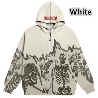 Unissex Y2k Padrão Bordado Zip Hoodie Hip Hop Solto Cor Sólida Capuz Jaqueta Com