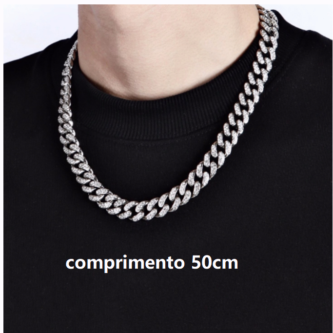 Colar De Diamante Completo Cuba Macho Com Corrente Studded | Shopee Brasil