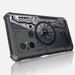 Capa Relógio Mecânico Caixa Para Celular Xiaomi Redmi Note 10 Pro Max 10S 9S 9 8 2021 4G 5G À Prova De Choque Placa De Circuito Transparente PC Tampa Protetora